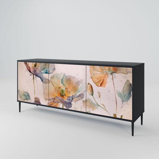 Credenza SOFTEN POPPY a 3 ante in finitura nera