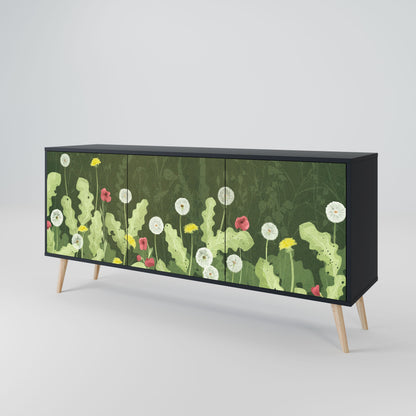 Credenza DANDELION AMUSE a 3 ante in finitura nera