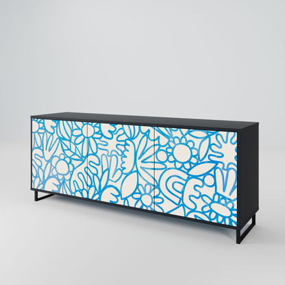 Credenza BLOOMY MORNING a 3 ante in finitura nera