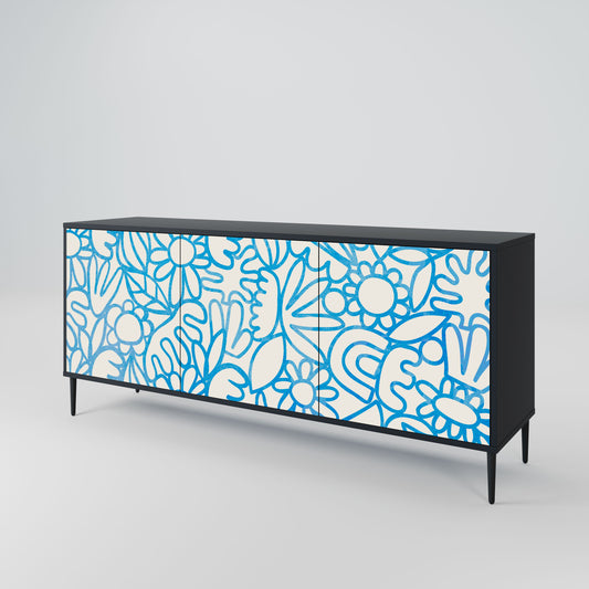 Credenza BLOOMY MORNING a 3 ante in finitura nera