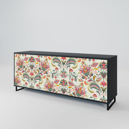 Credenza ORGANIC FOLKLORE a 3 ante in finitura nera