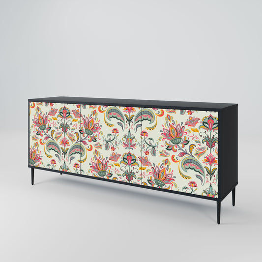 Credenza ORGANIC FOLKLORE a 3 ante in finitura nera