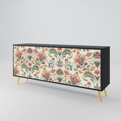 Credenza ORGANIC FOLKLORE a 3 ante in finitura nera