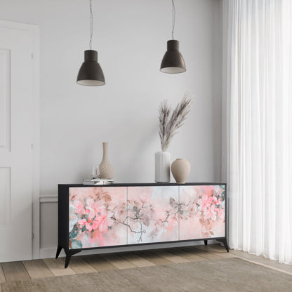 Credenza CHERRY BLOSSOM a 3 ante in finitura nera