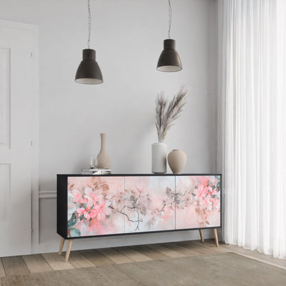 Credenza CHERRY BLOSSOM a 3 ante in finitura nera