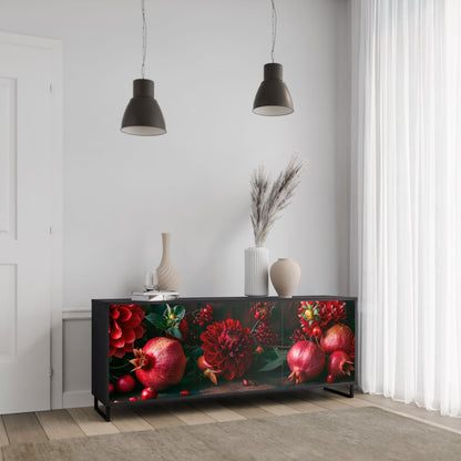 Credenza a 3 ante DAHLIAS AND POMEGRANATES in finitura nera