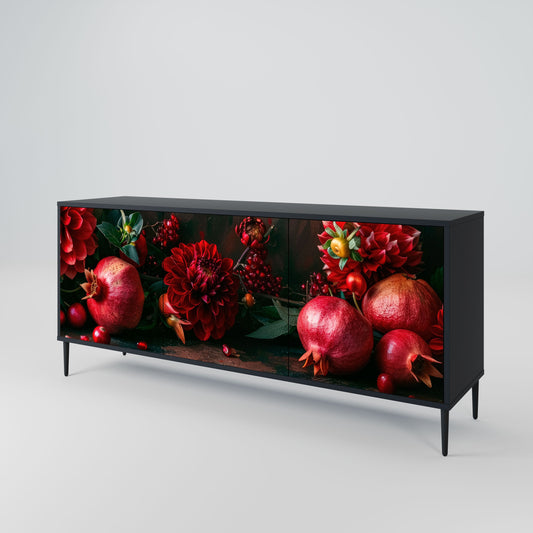 Credenza a 3 ante DAHLIAS AND POMEGRANATES in finitura nera