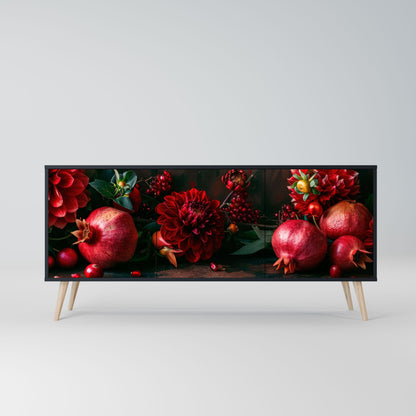 Credenza a 3 ante DAHLIAS AND POMEGRANATES in finitura nera