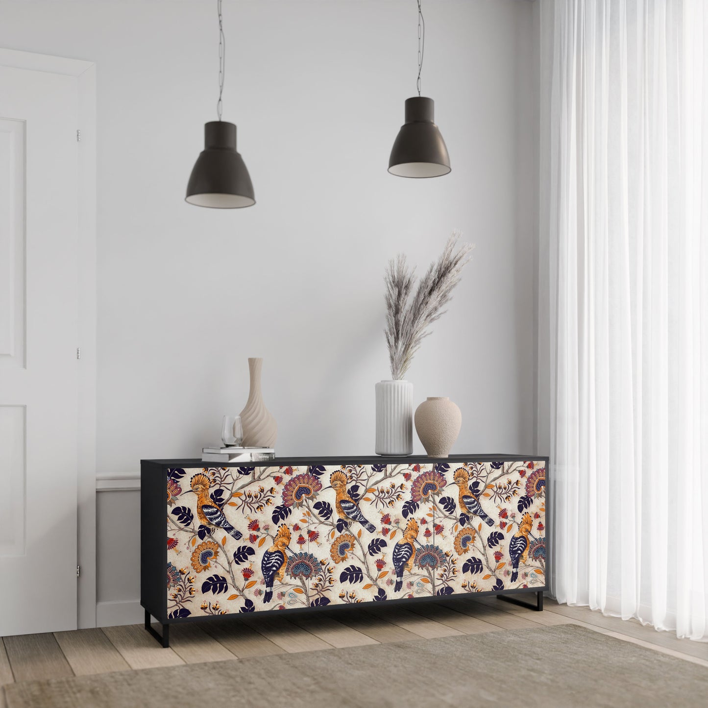 Credenza EMINENT HOOPOE a 3 ante in finitura nera