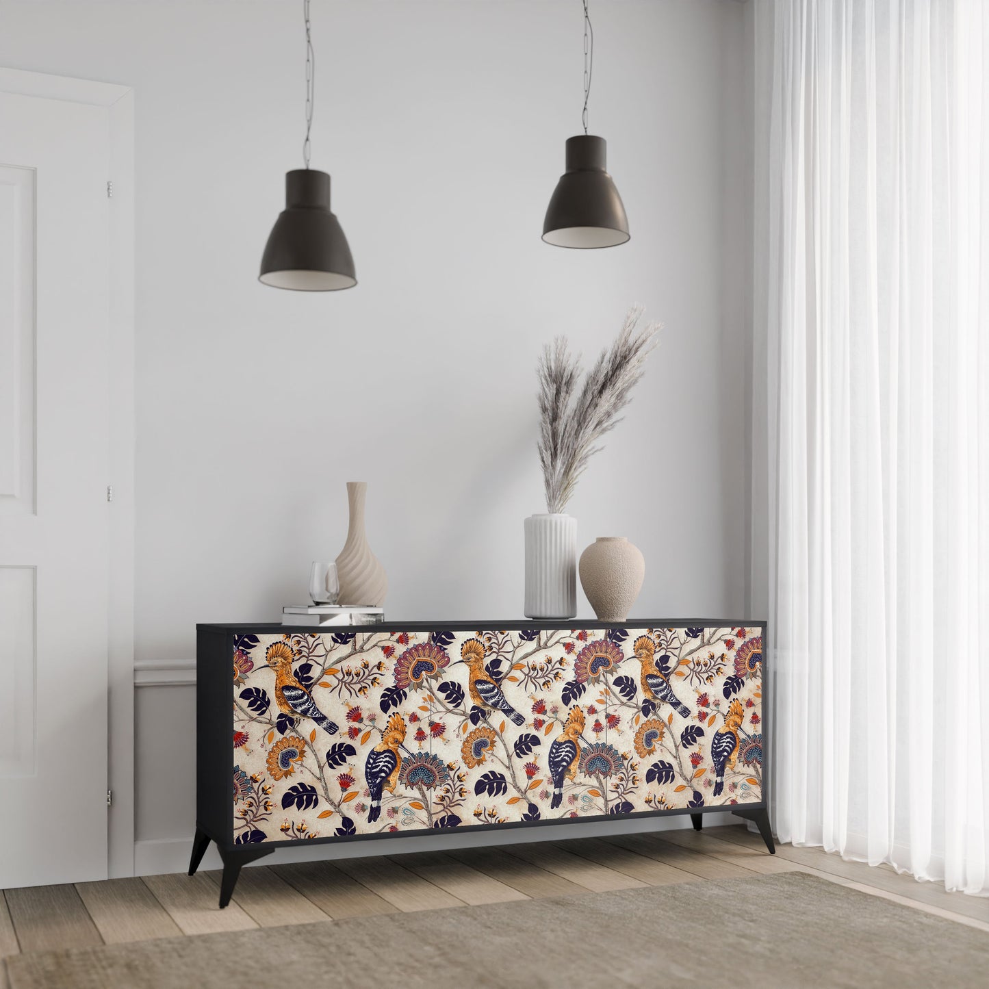 Credenza EMINENT HOOPOE a 3 ante in finitura nera