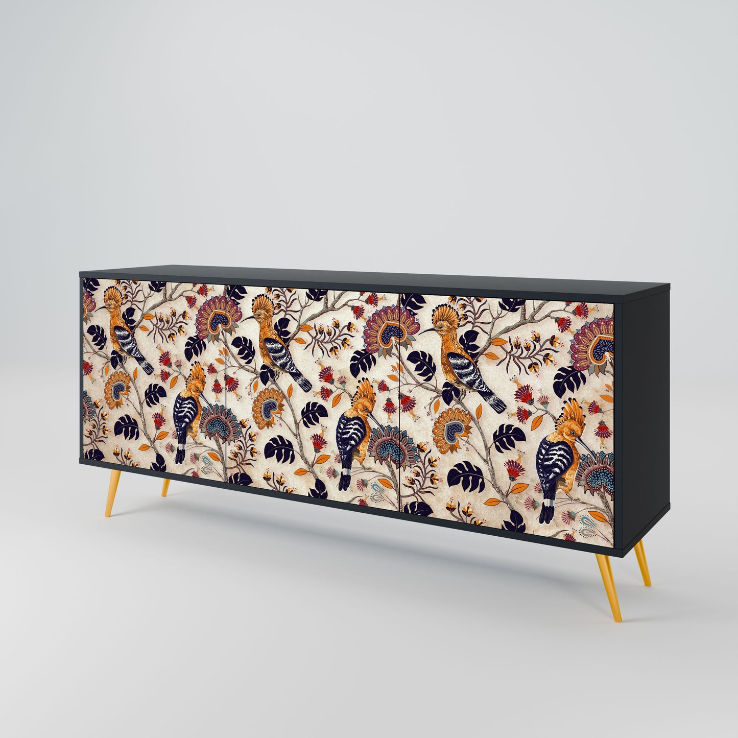 Credenza EMINENT HOOPOE a 3 ante in finitura nera