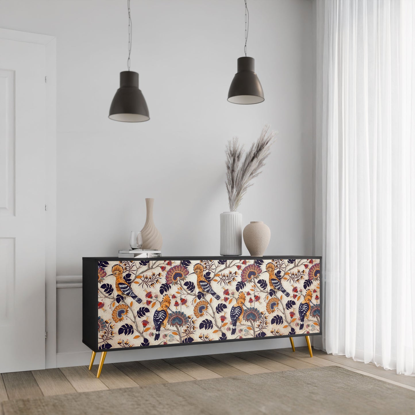 Credenza EMINENT HOOPOE a 3 ante in finitura nera