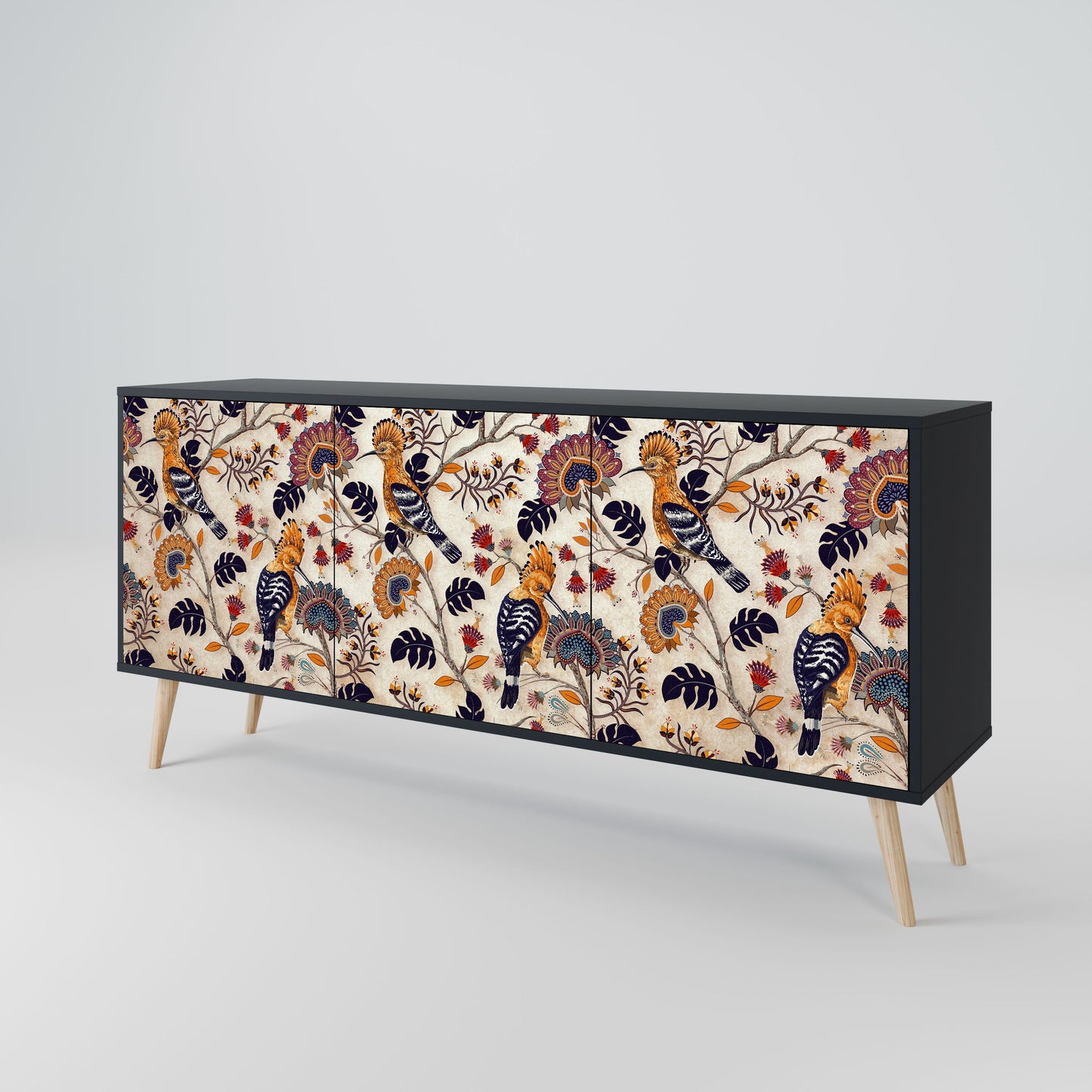 Credenza EMINENT HOOPOE a 3 ante in finitura nera