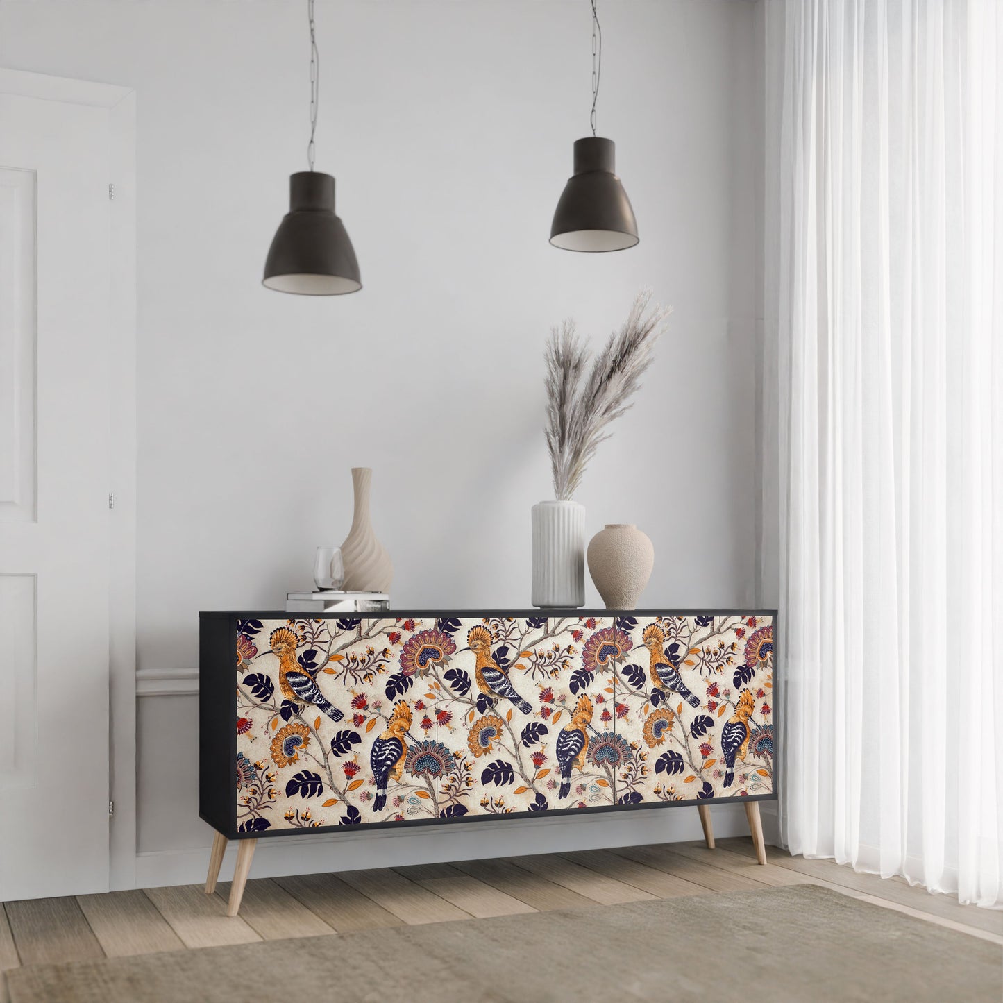 Credenza EMINENT HOOPOE a 3 ante in finitura nera