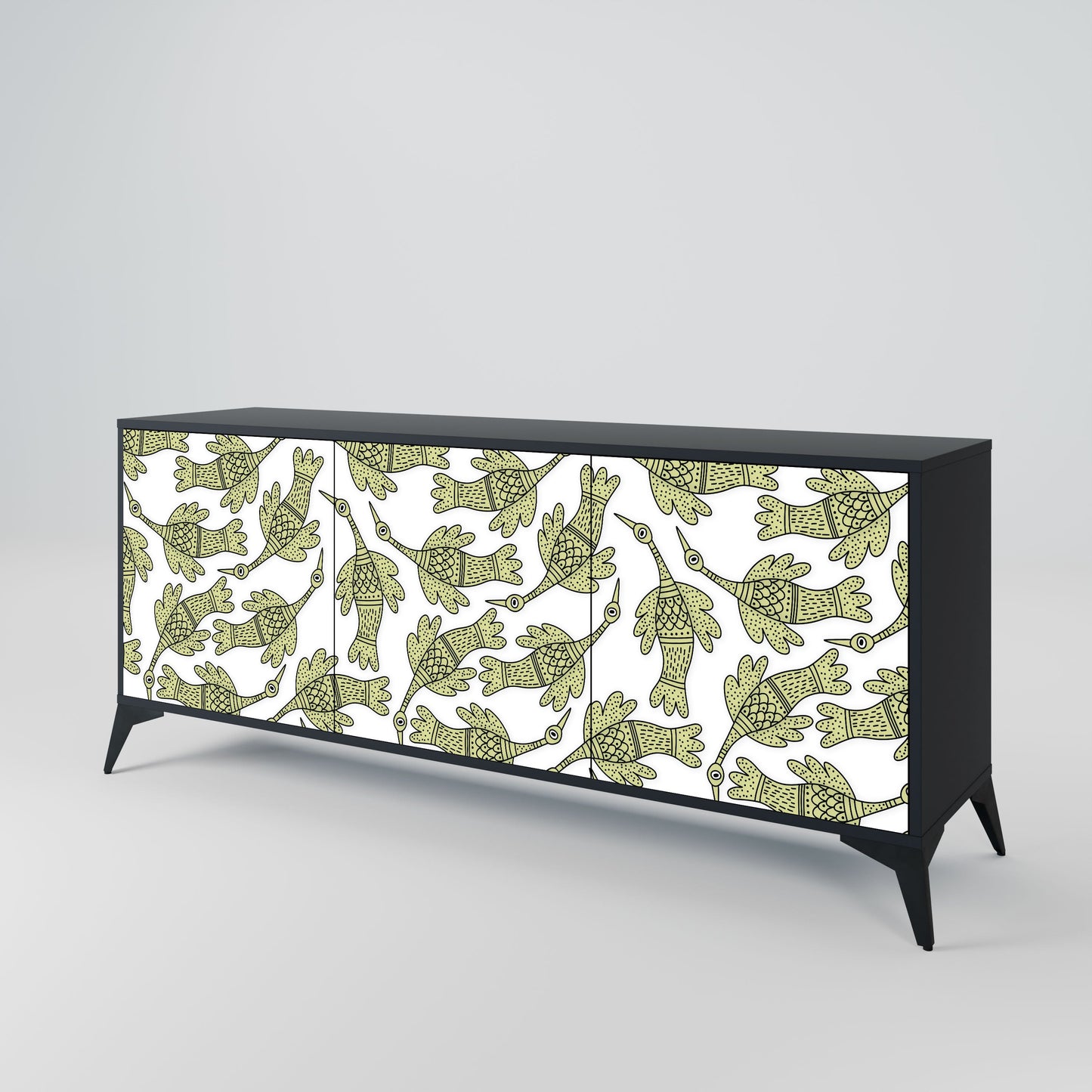 Credenza SEEDLING SONGBIRD a 3 ante con finitura nera