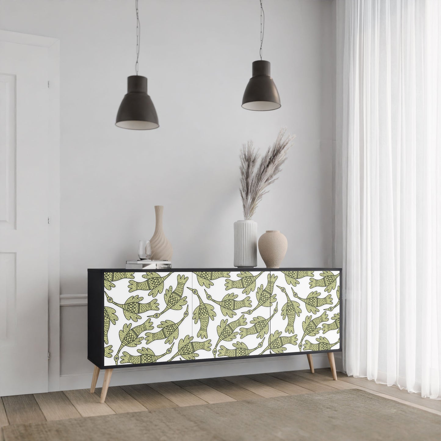 Credenza SEEDLING SONGBIRD a 3 ante con finitura nera