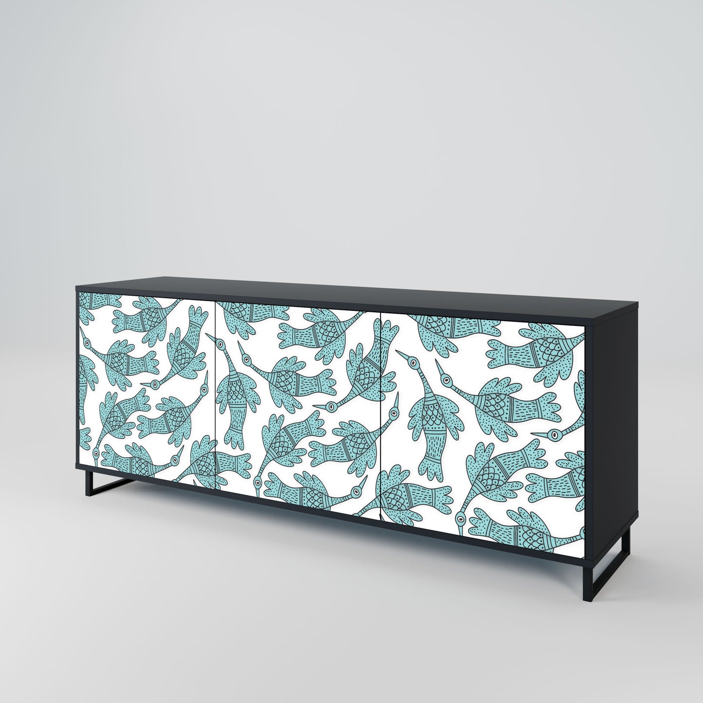 Credenza a 3 ante WATERSPOUT SONGIBIRD in finitura nera