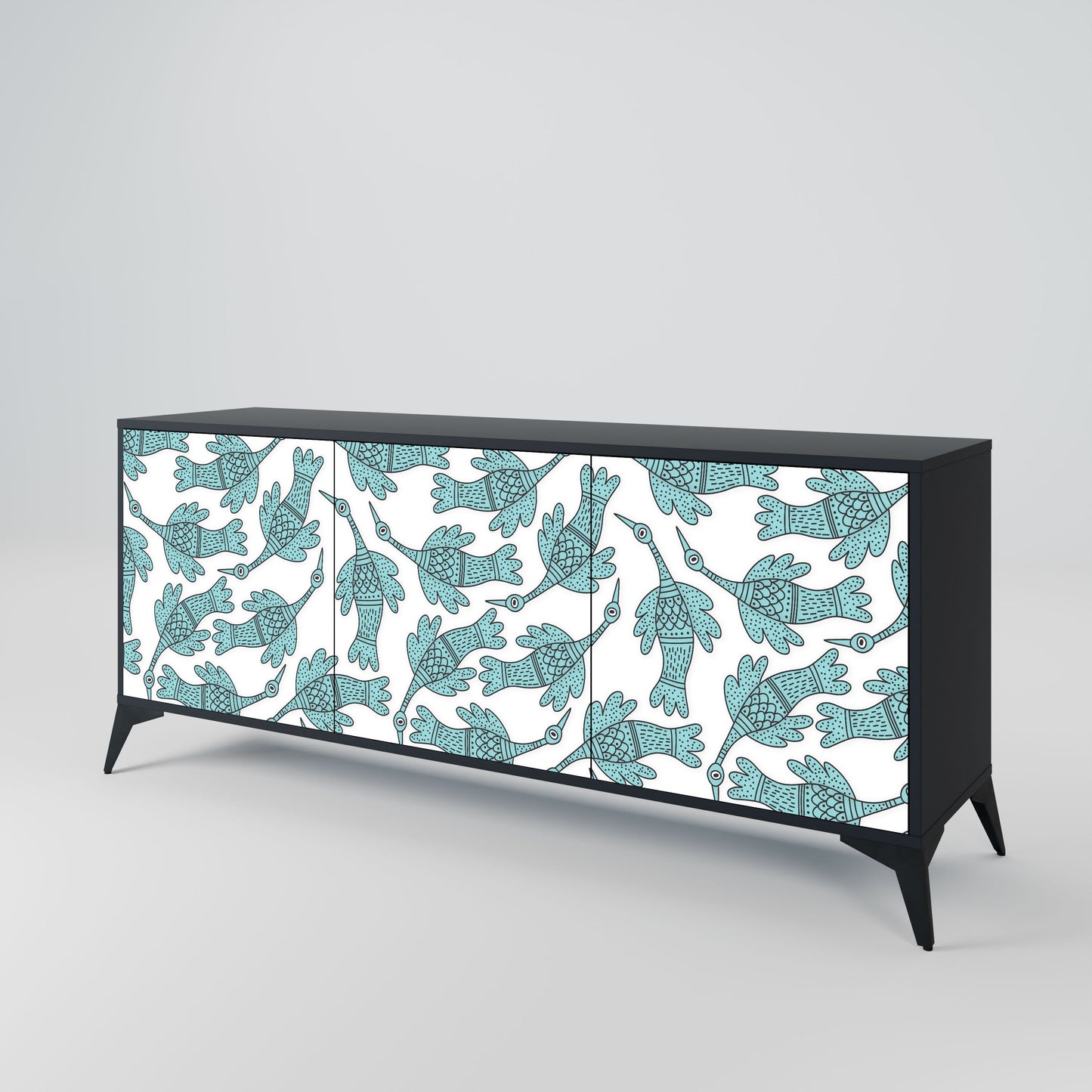 Credenza a 3 ante WATERSPOUT SONGIBIRD in finitura nera