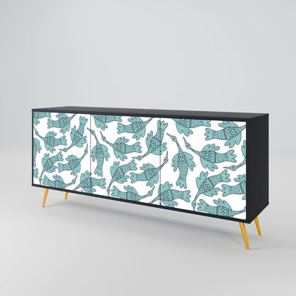 Credenza a 3 ante WATERSPOUT SONGIBIRD in finitura nera