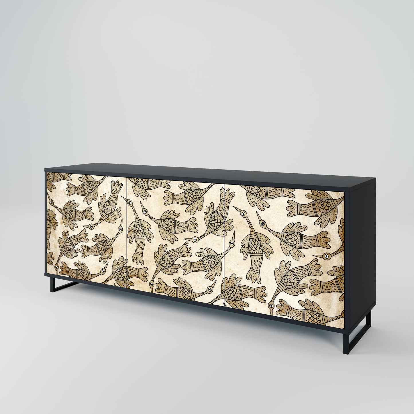 Credenza ALMONDINE SONGBIRD a 3 ante in finitura nera