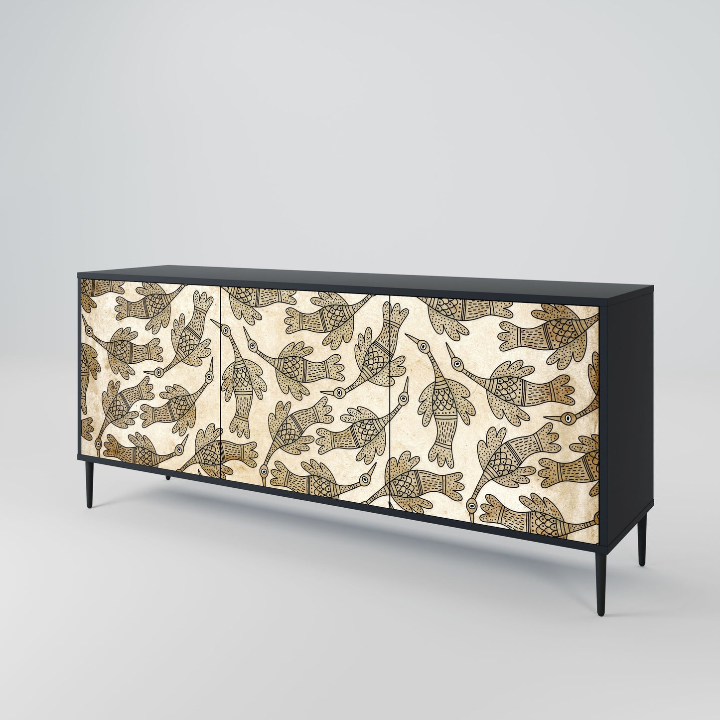 Credenza ALMONDINE SONGBIRD a 3 ante in finitura nera