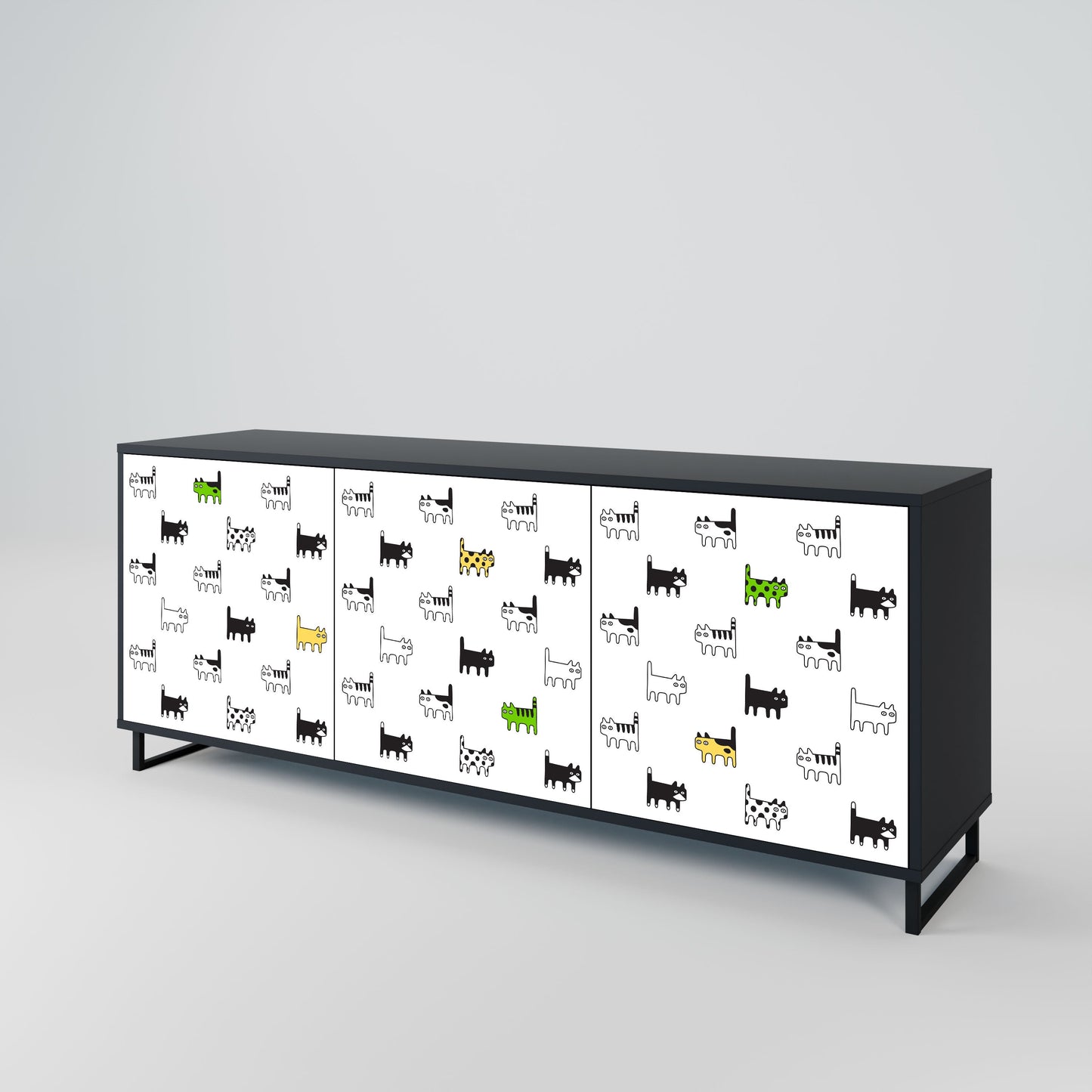 CATS COMPILATION Credenza a 3 ante in finitura nera