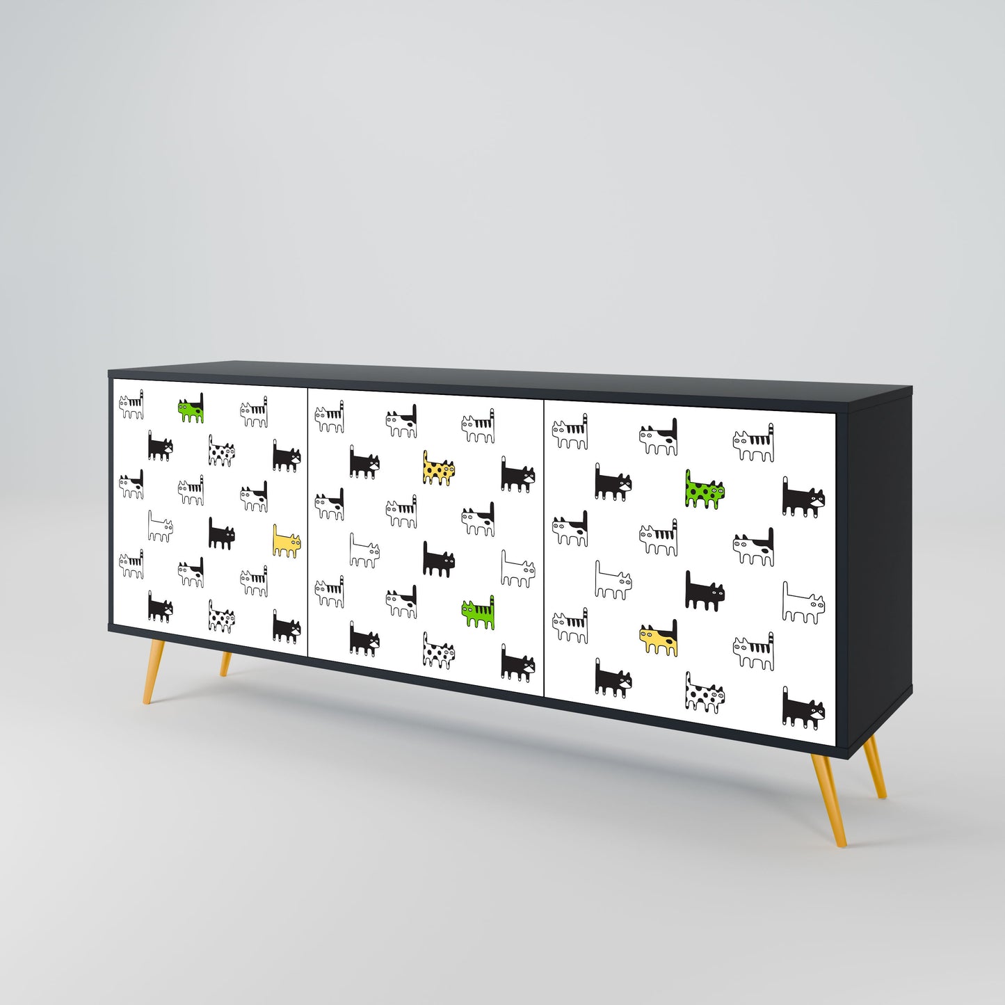 CATS COMPILATION Credenza a 3 ante in finitura nera