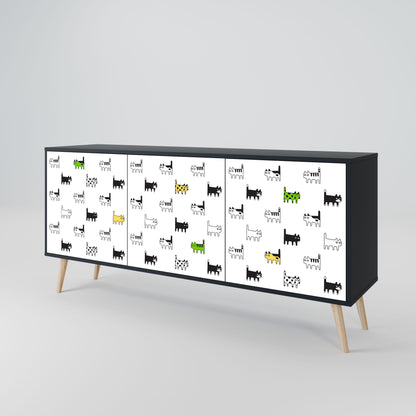 CATS COMPILATION Credenza a 3 ante in finitura nera