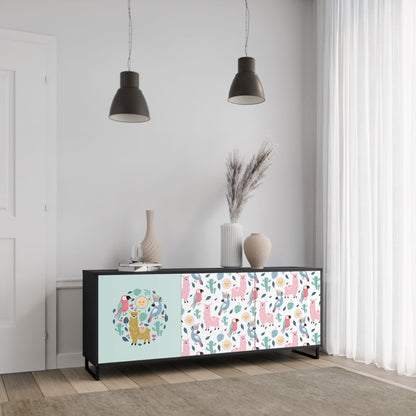 Credenza a 3 ante COLORFUL ALPACAS in finitura nera