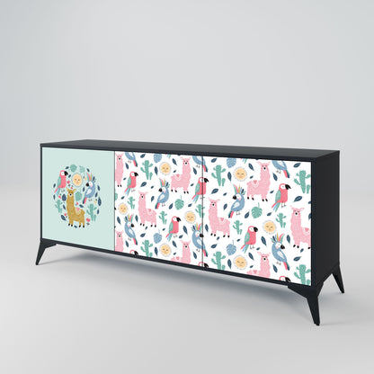 Credenza a 3 ante COLORFUL ALPACAS in finitura nera