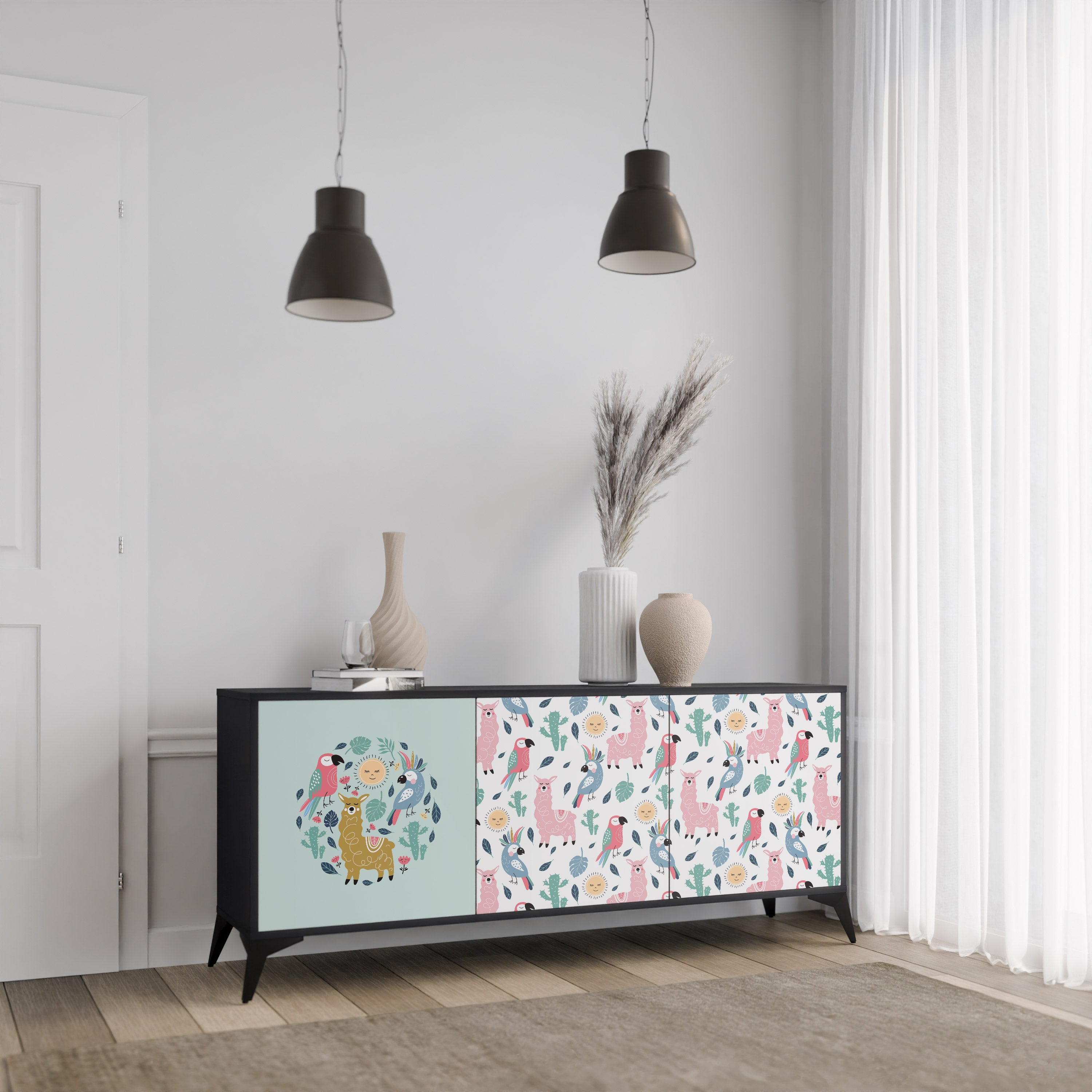 COLORFUL ALPACAS 3-Door Sideboard