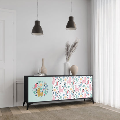 Credenza a 3 ante COLORFUL ALPACAS in finitura nera