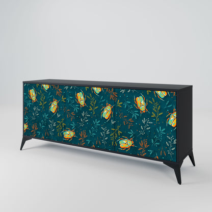 Credenza AUTUMN INSECTS a 3 ante in finitura nera