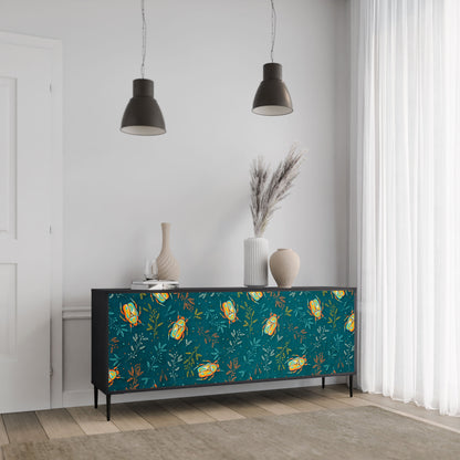 Credenza AUTUMN INSECTS a 3 ante in finitura nera