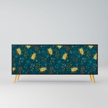 Credenza AUTUMN INSECTS a 3 ante in finitura nera