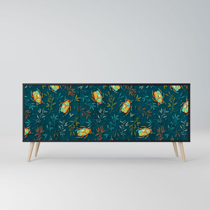 Credenza AUTUMN INSECTS a 3 ante in finitura nera