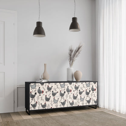 Credenza HAPPY HENS a 3 ante in finitura nera