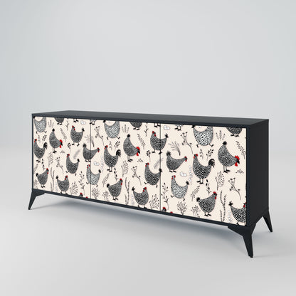 Credenza HAPPY HENS a 3 ante in finitura nera