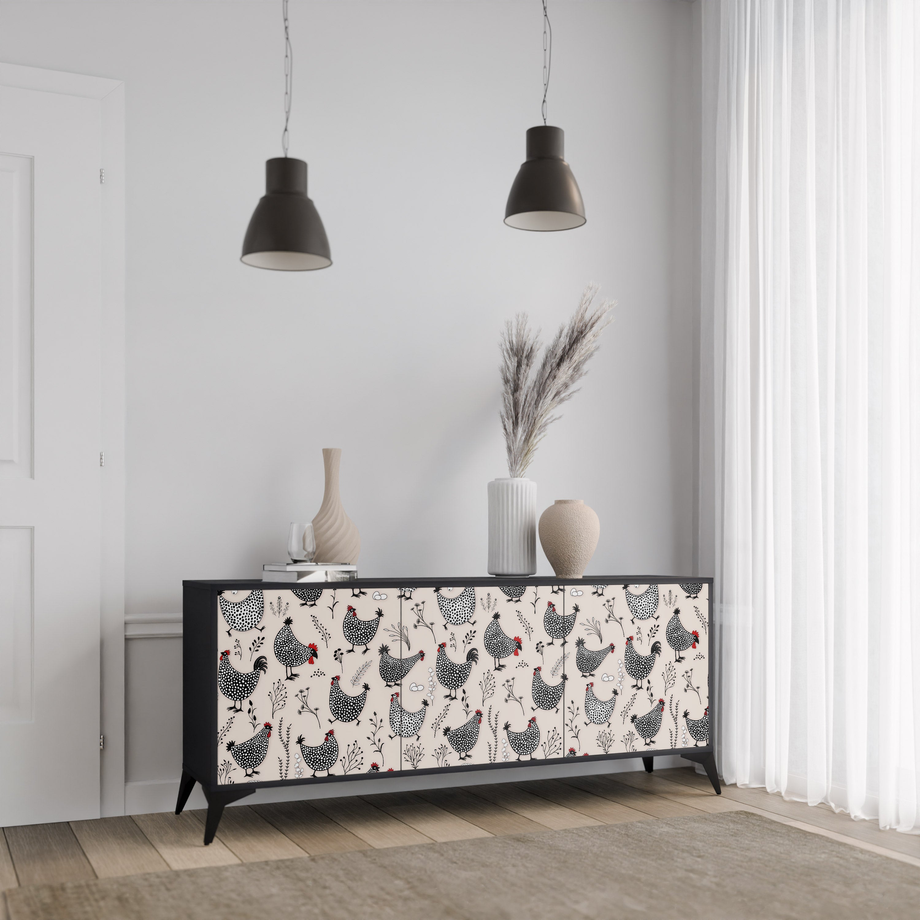 HAPPY HENS 3-Door Sideboard