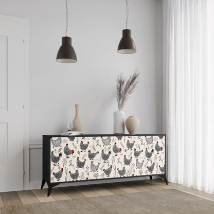 Credenza HAPPY HENS a 3 ante in finitura nera