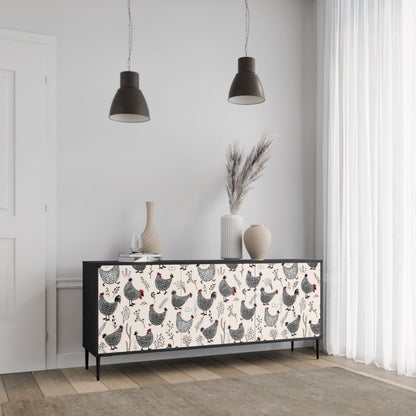 Credenza HAPPY HENS a 3 ante in finitura nera