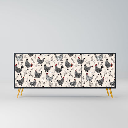 Credenza HAPPY HENS a 3 ante in finitura nera