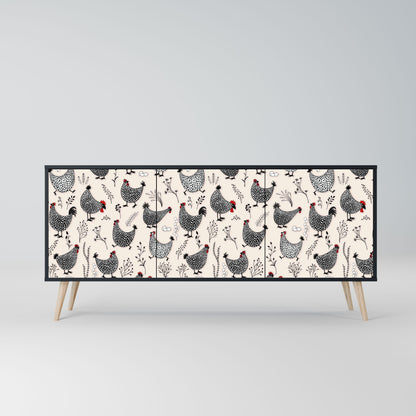 Credenza HAPPY HENS a 3 ante in finitura nera