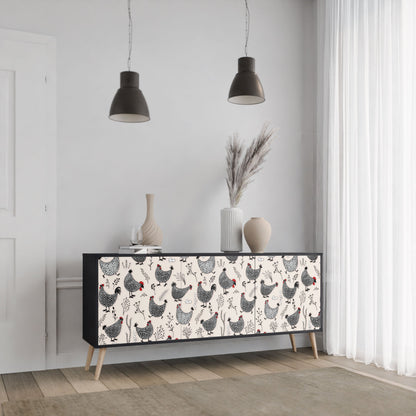 Credenza HAPPY HENS a 3 ante in finitura nera