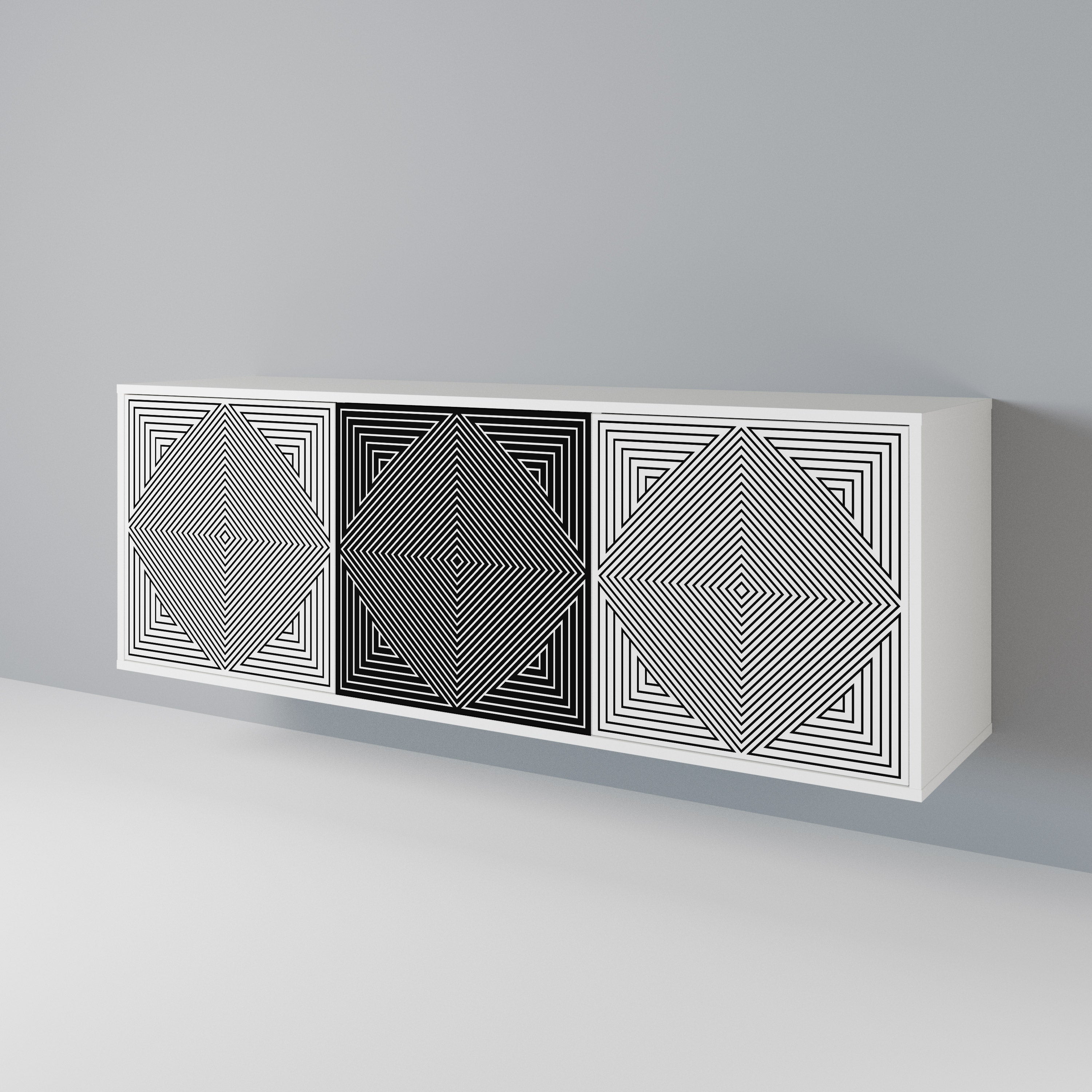 POLYGON ILLUSION Třídveřová komoda