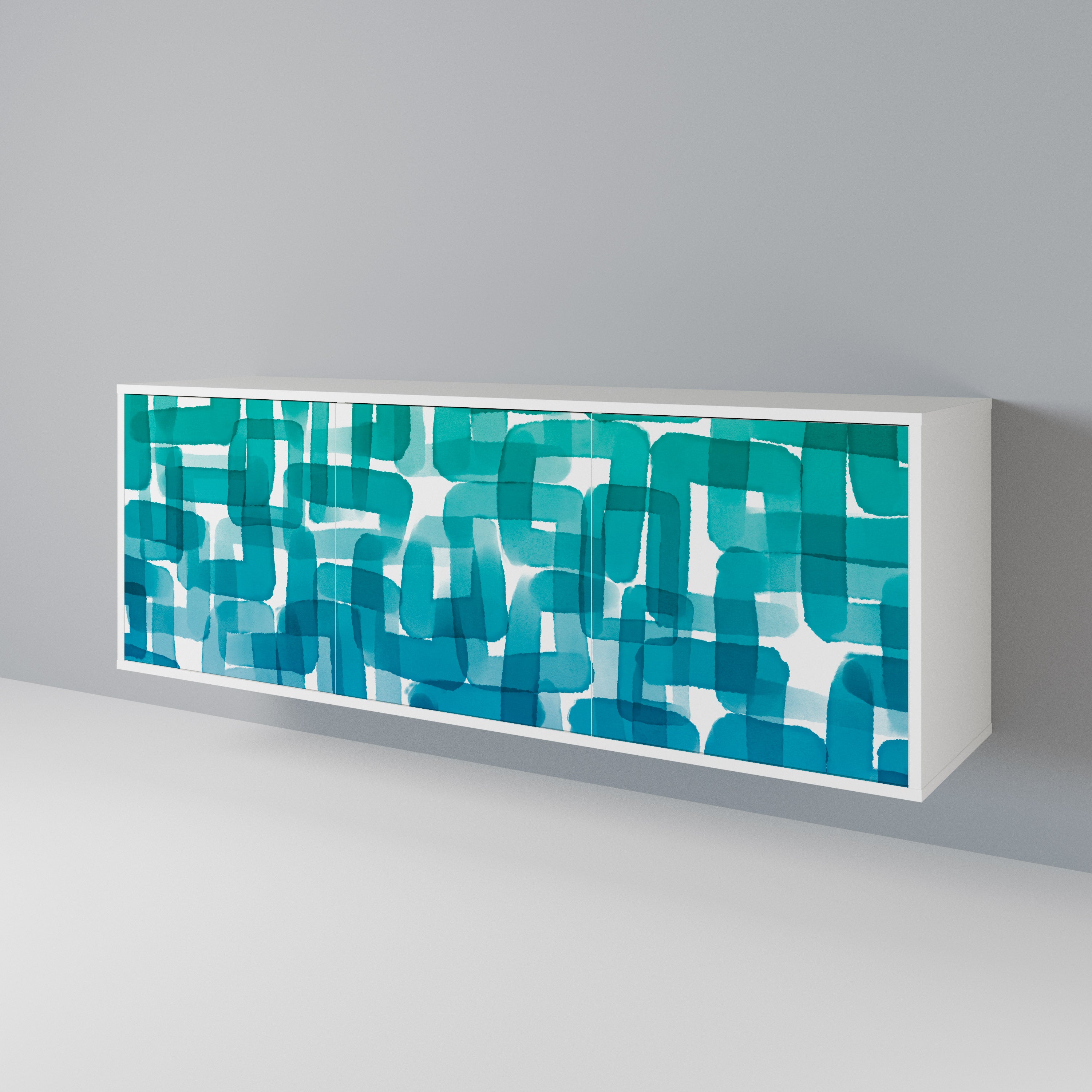 TURQUOISE RECTANGLES 3-Door Sideboard