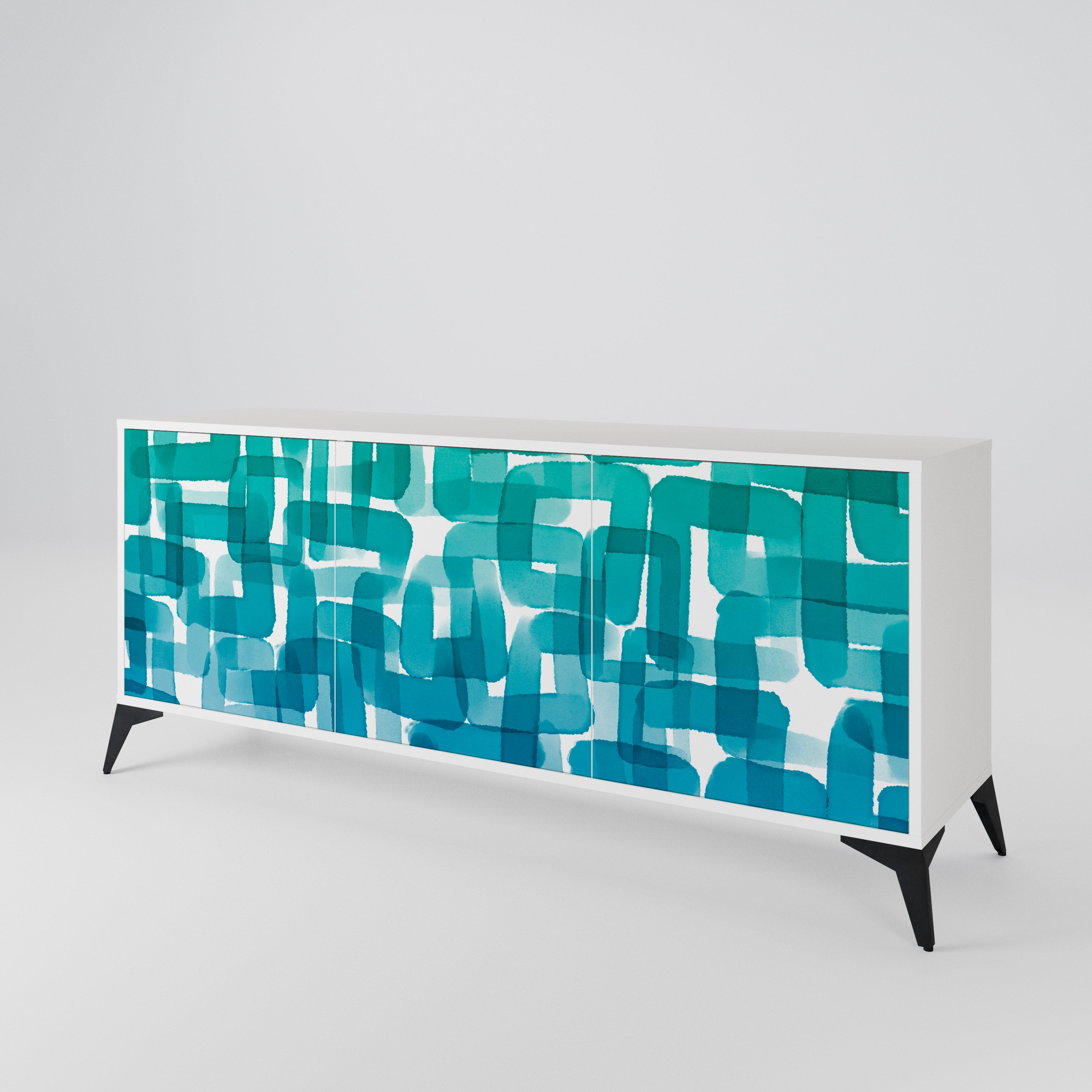 TURQUOISE RECTANGLES 3-Door Sideboard