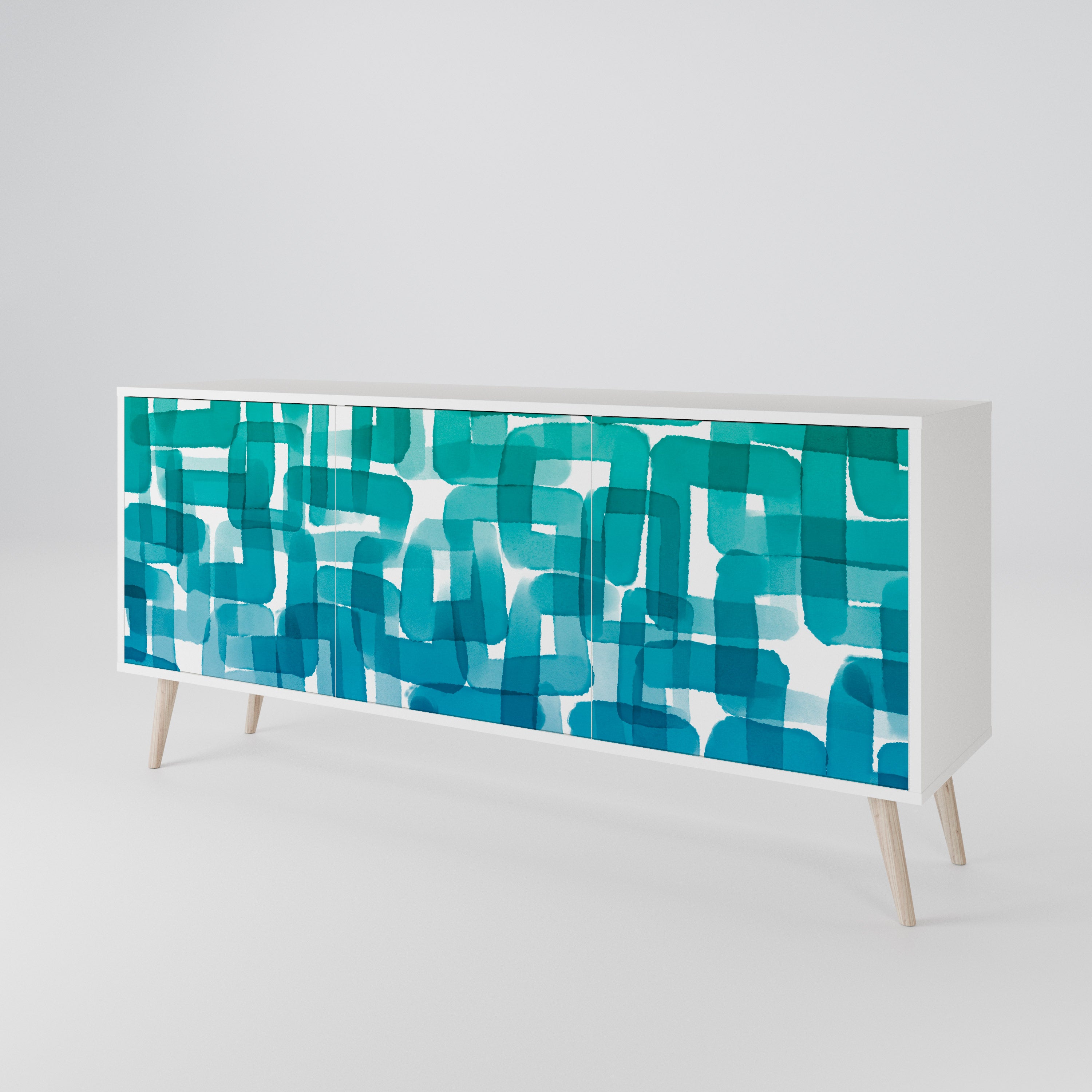 TURQUOISE RECTANGLES 3-Door Sideboard