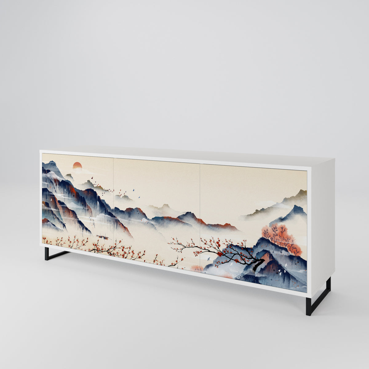 JAPANESE LANDSCAPE Skänk med tre dörrar