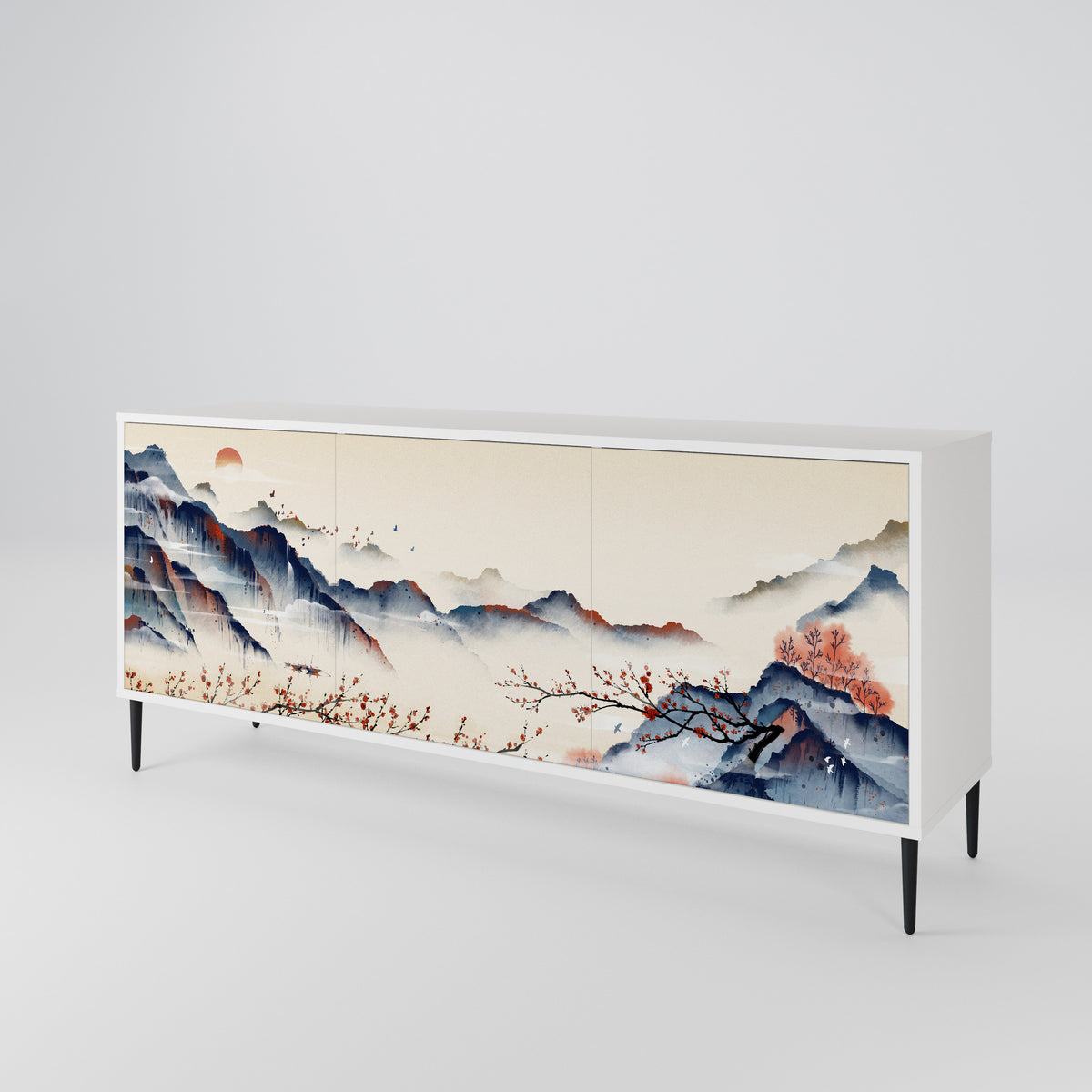 JAPANESE LANDSCAPE Skänk med tre dörrar